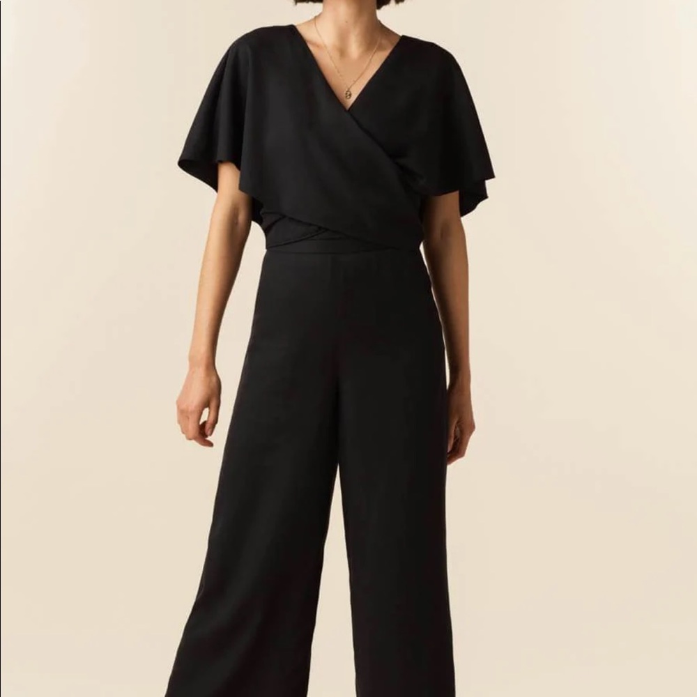 Black cape two piece jumpsuit